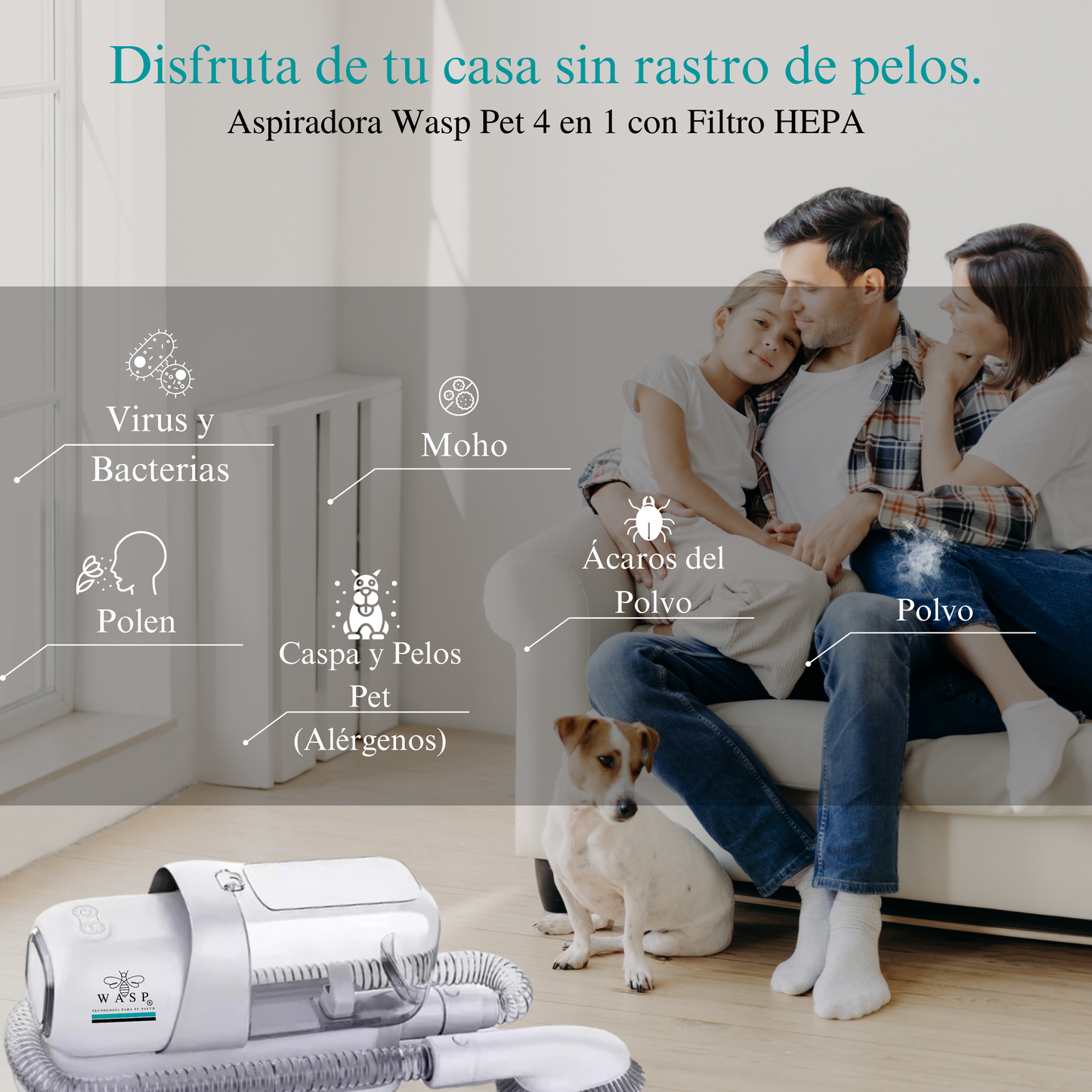 Aspiradora Wasp Pet 4 en 1 con Filtro HEPA - MI WASP
