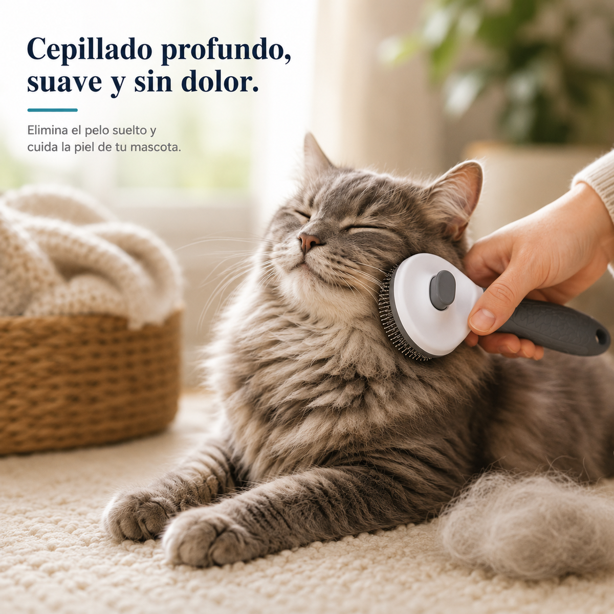 Cepillo Quita Pelos con autolimpieza para perros y gatos