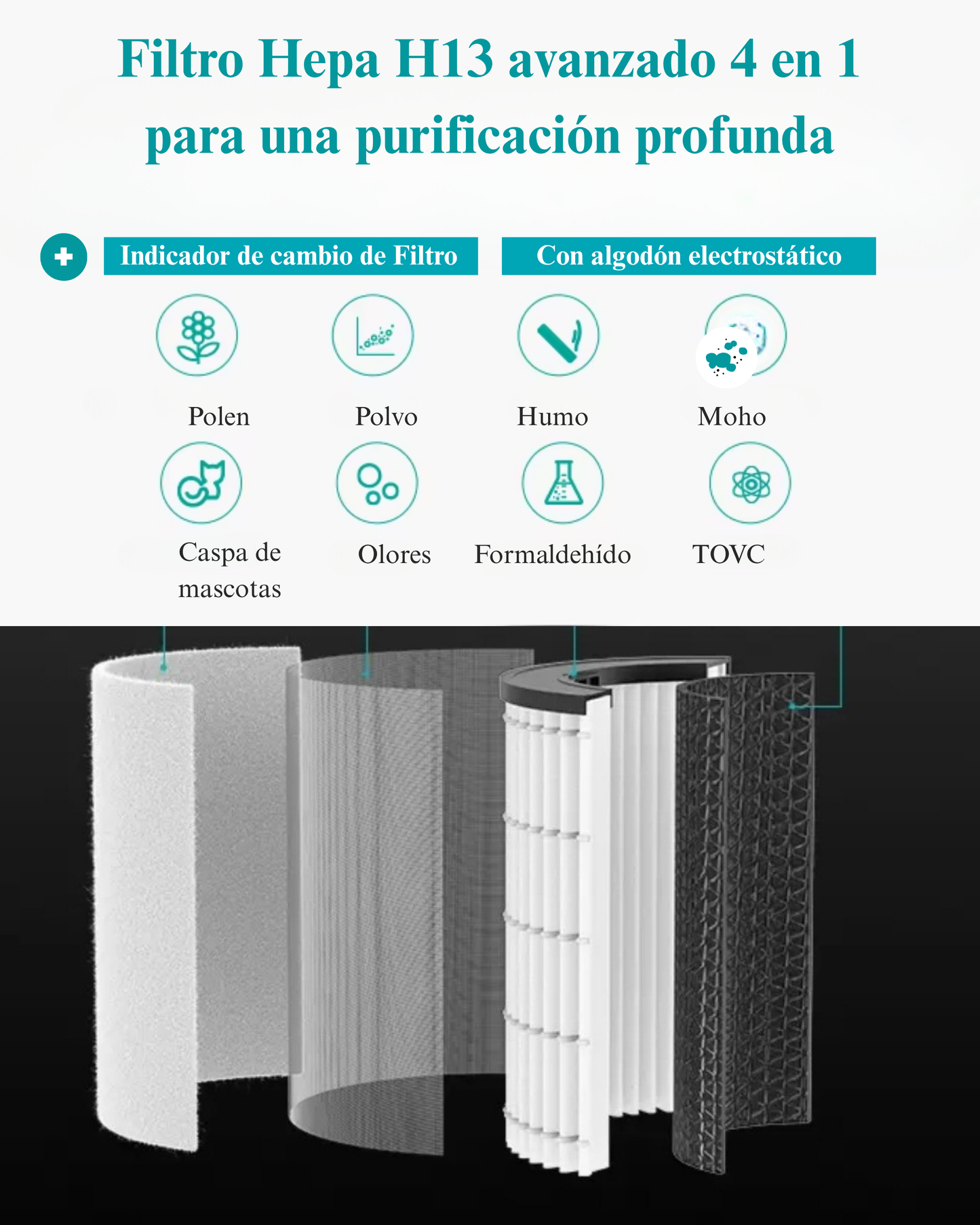 Filtro HEPA H13 Avanzado 4 en 1 para Family & Pet Pro