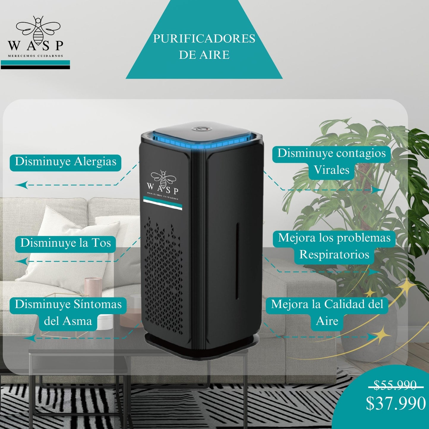 Purificador De Aire Portátil Con Triple Tecnología - MI WASP