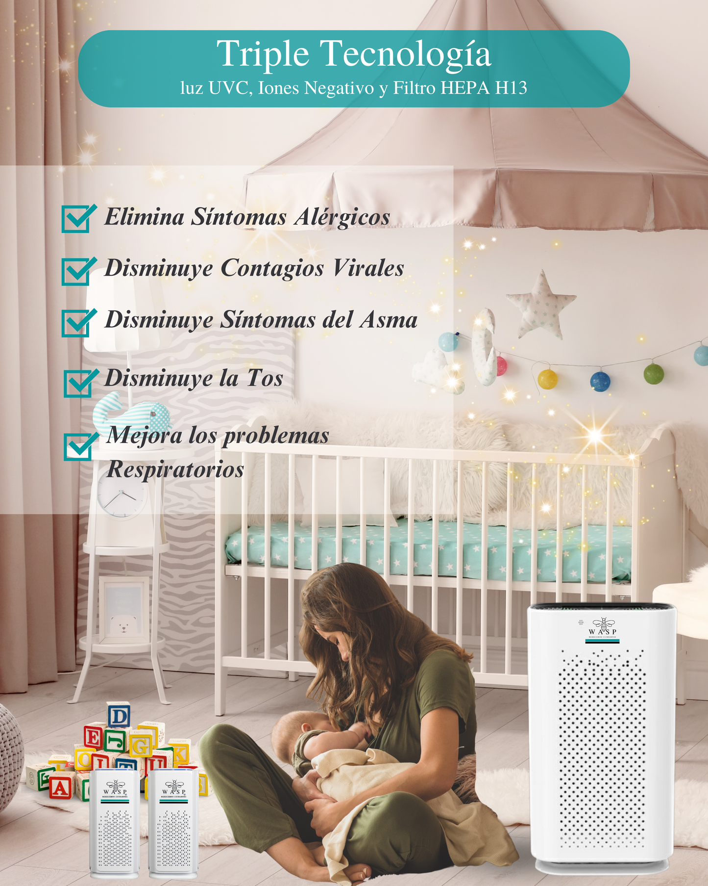Pack Alérgico: Purificadores Smart Wasp y 2 Portátiles Wasp / Solución Integral