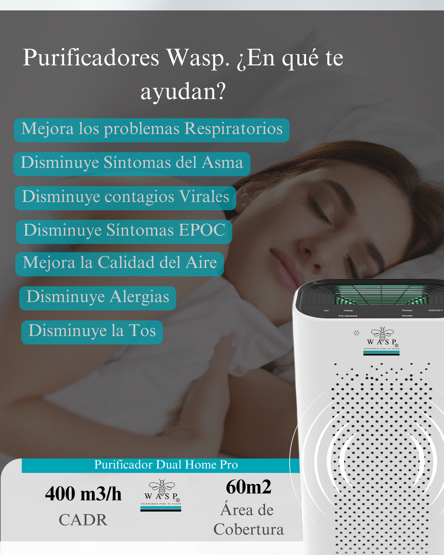 Pack Alérgico: Purificadores Smart Wasp y 2 Portátiles Wasp / Solución Integral