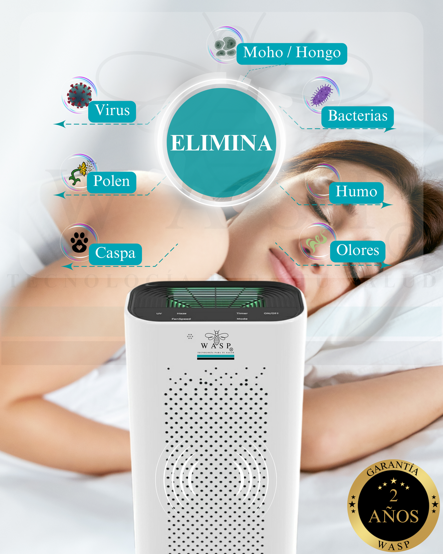 Pack Alérgico: Purificadores Smart Wasp y 2 Portátiles Wasp / Solución Integral