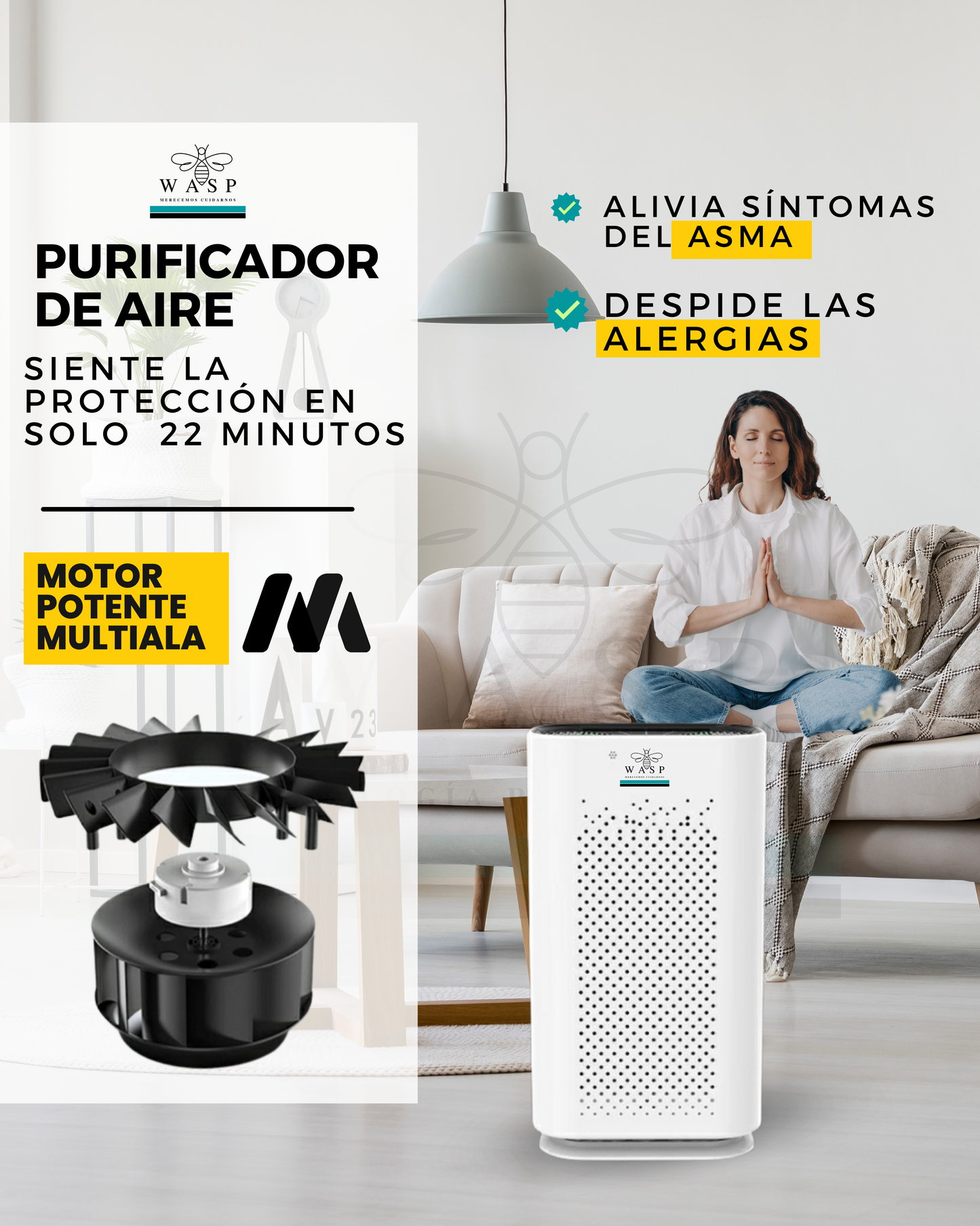 Pack Alérgico: Purificadores Smart Wasp y 2 Portátiles Wasp / Solución Integral