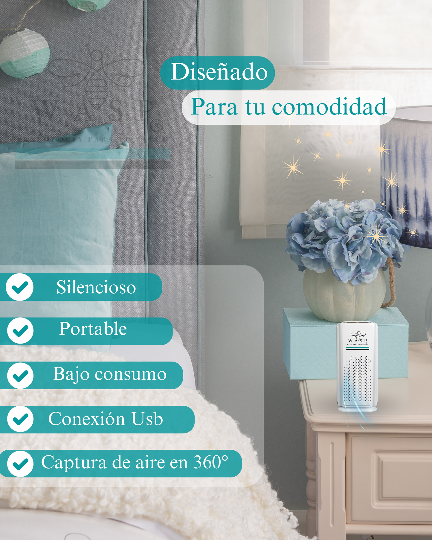 Pack Alérgico: Purificadores Smart Wasp y 2 Portátiles Wasp / Solución Integral