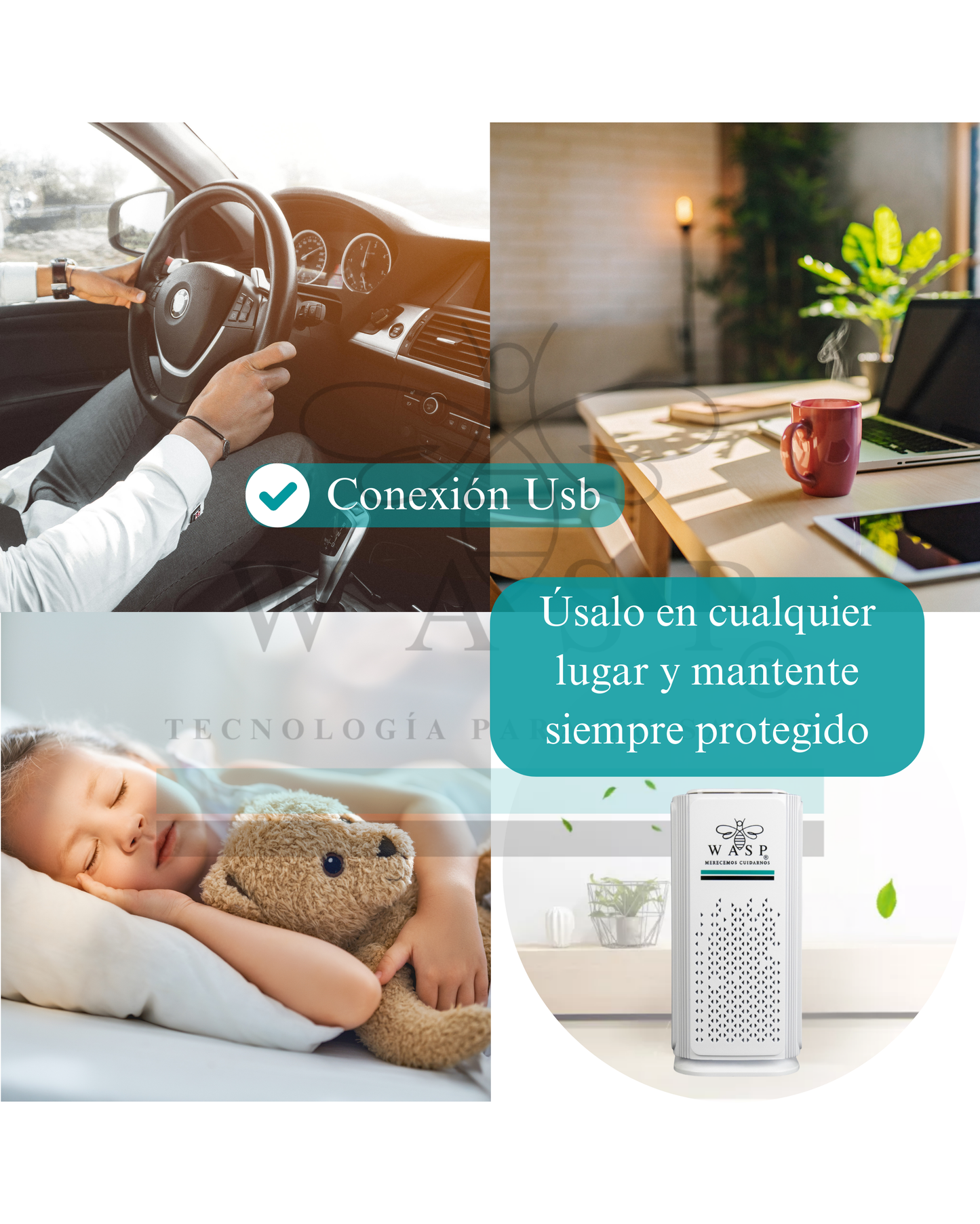 Pack Alérgico: Purificadores Smart Wasp y 2 Portátiles Wasp / Solución Integral
