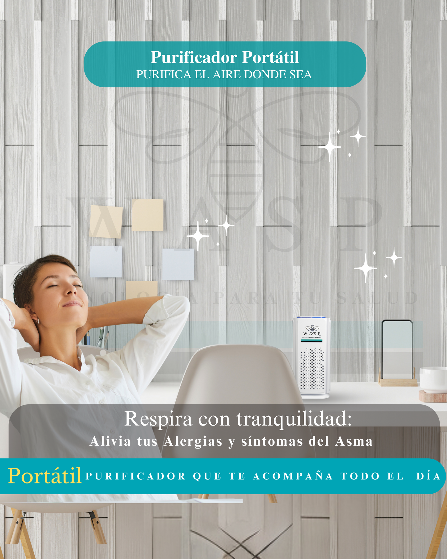 Pack Alérgico: Purificadores Smart Wasp y 2 Portátiles Wasp / Solución Integral