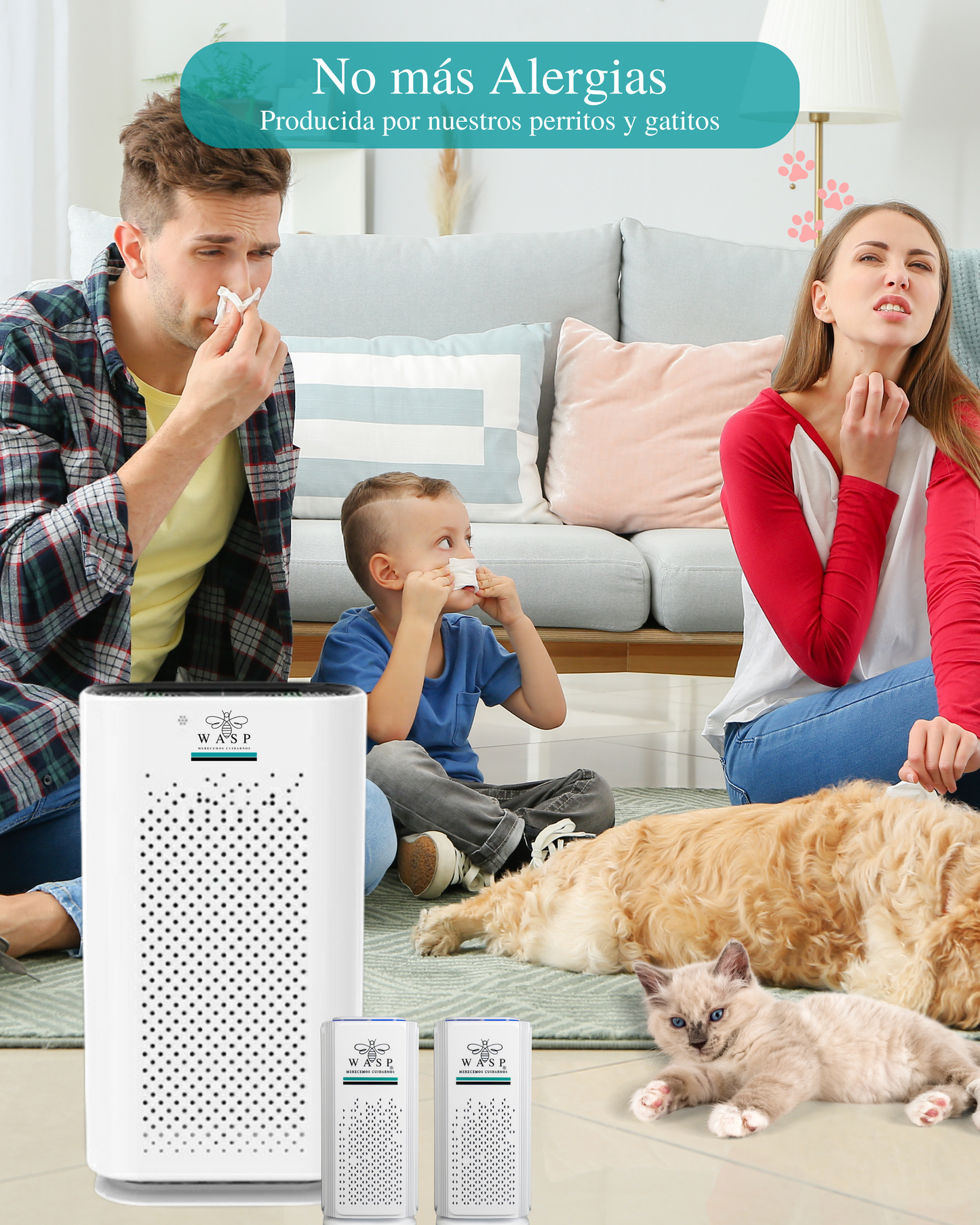 Pack Alérgico: Purificadores Smart Wasp y 2 Portátiles Wasp / Solución Integral