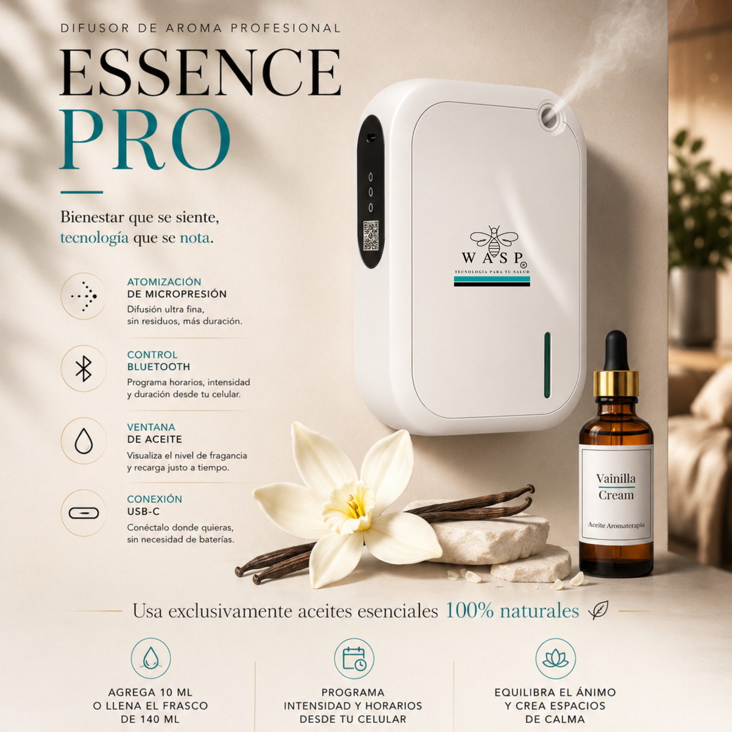 Difusor de Aroma Wasp Essence Pro - Nebulizador Profesional