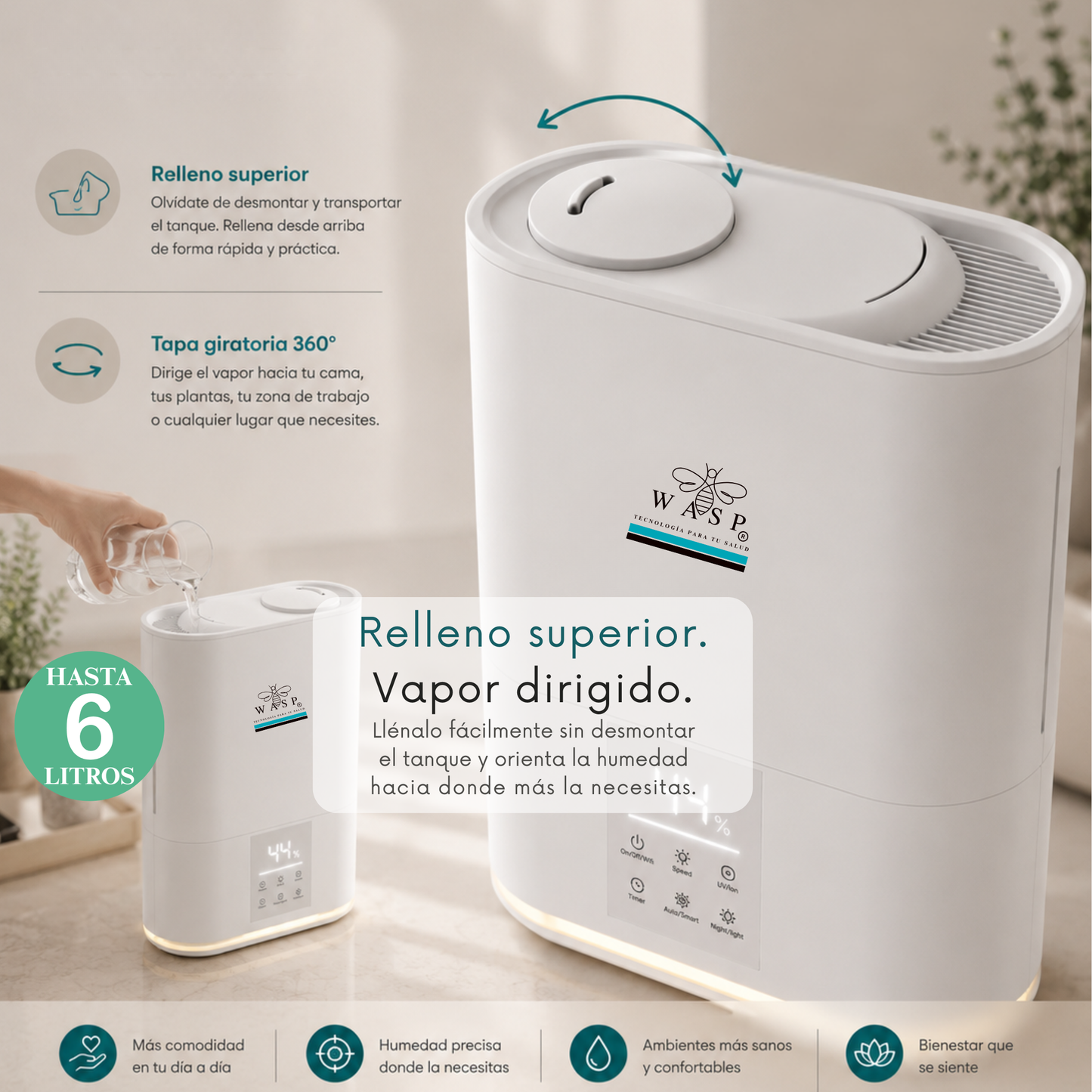 Humidificador Versa Smart con Función Purificadora y Difusor de Aroma