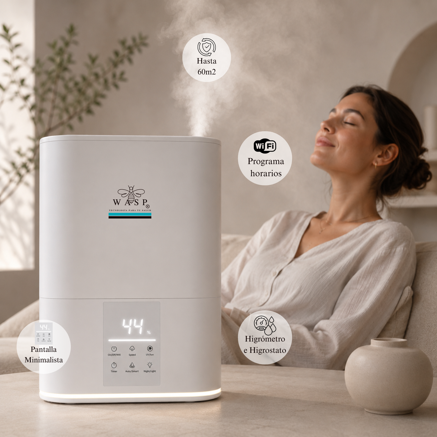 Humidificador Versa Smart con Función Purificadora y Difusor de Aroma