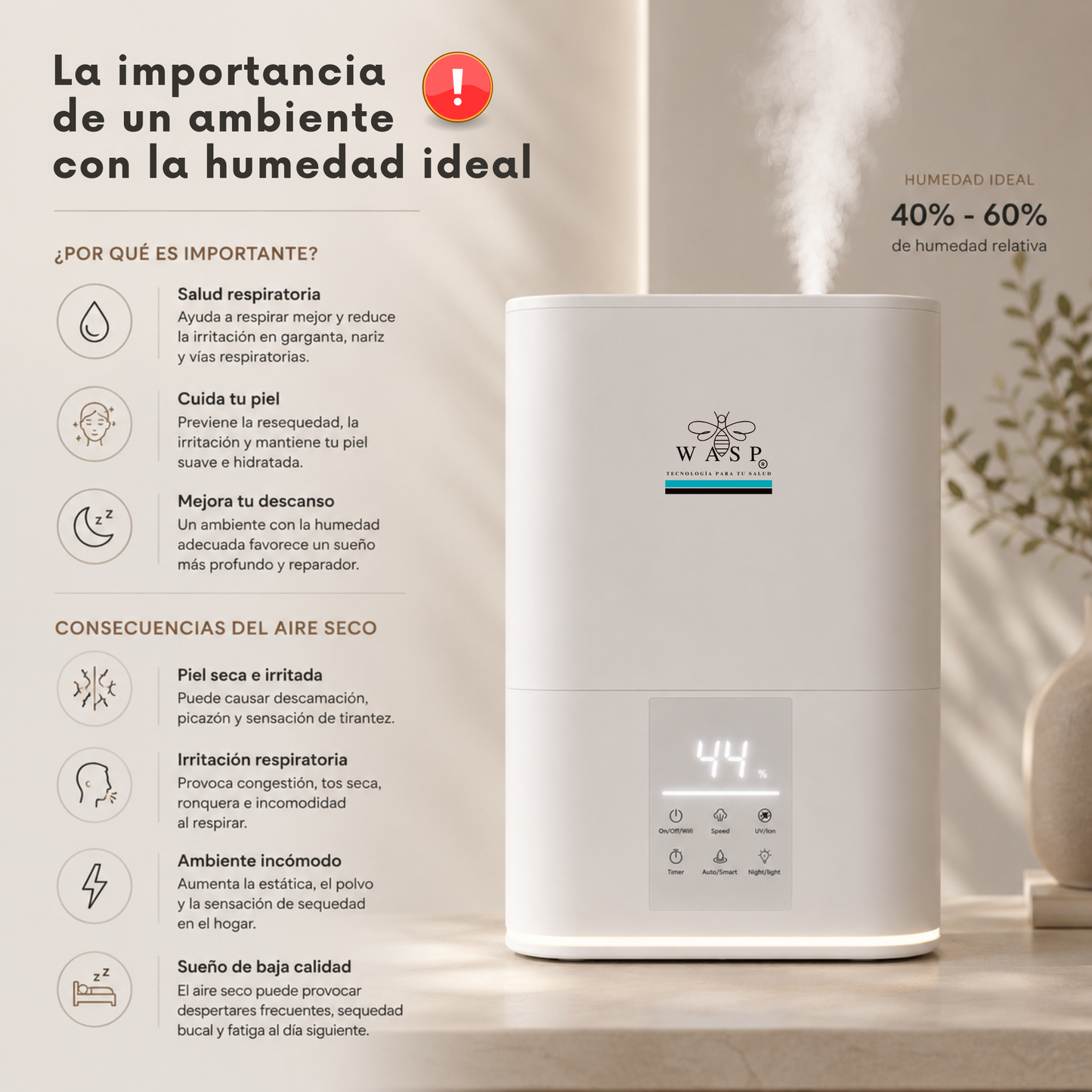 Humidificador Versa Smart con Función Purificadora y Difusor de Aroma