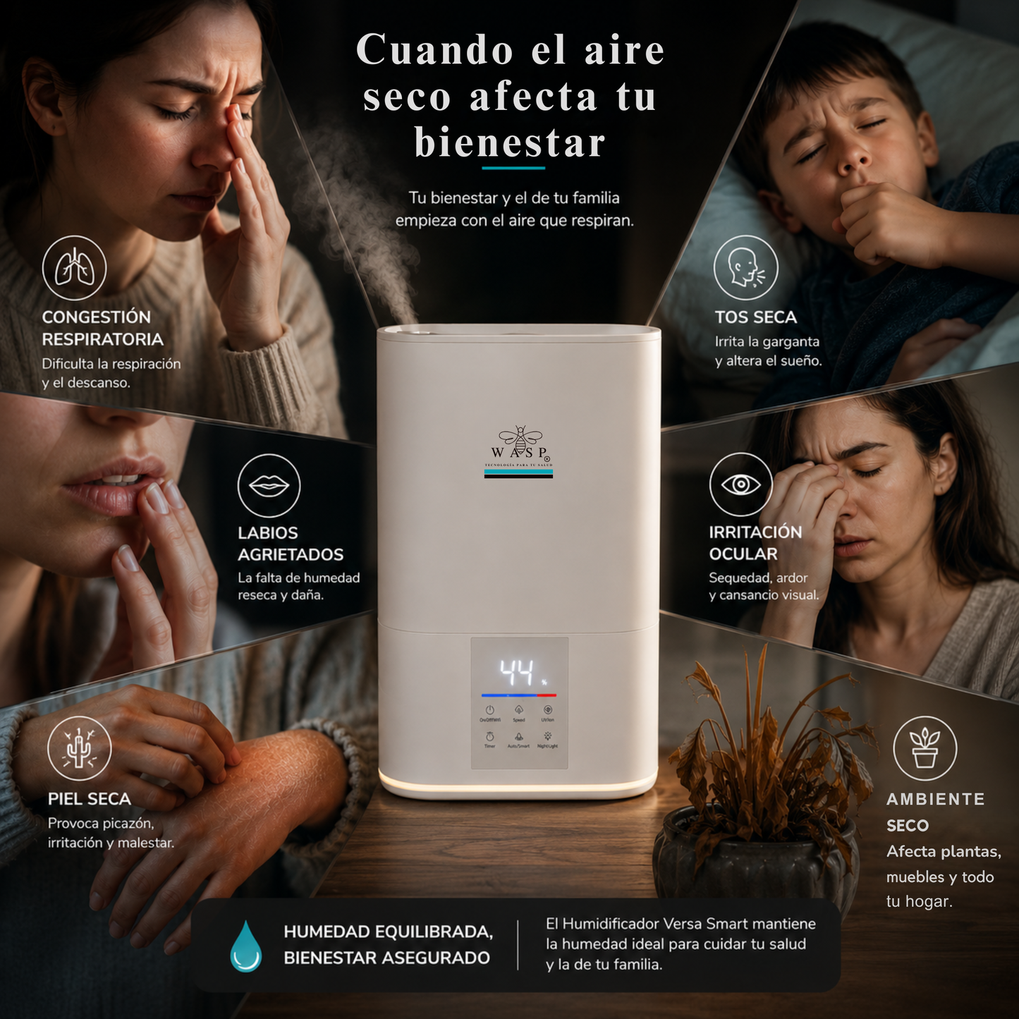 Humidificador Versa Smart con Función Purificadora y Difusor de Aroma