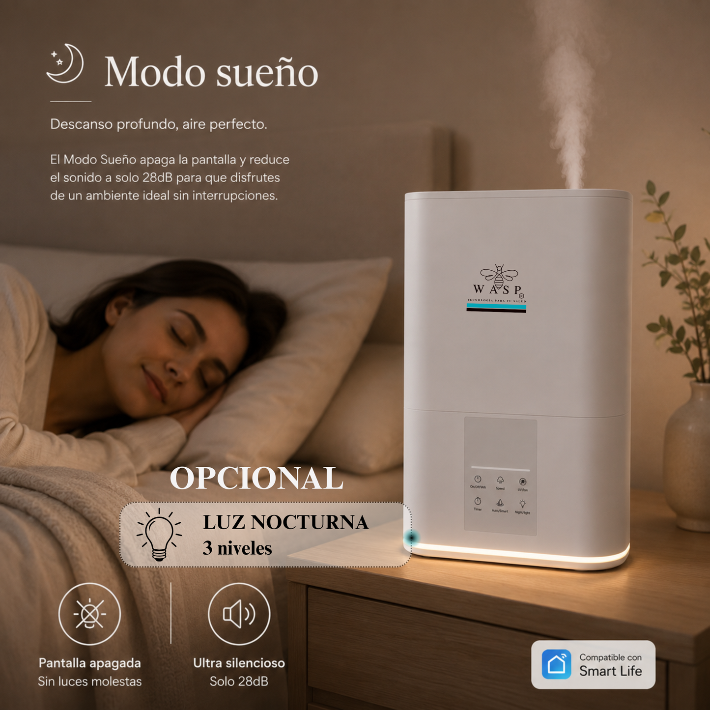 Humidificador Versa Smart con Función Purificadora y Difusor de Aroma