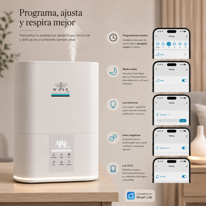 Humidificador Versa Smart con Función Purificadora y Difusor de Aroma