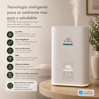 Humidificador Versa Smart con Función Purificadora y Difusor de Aroma