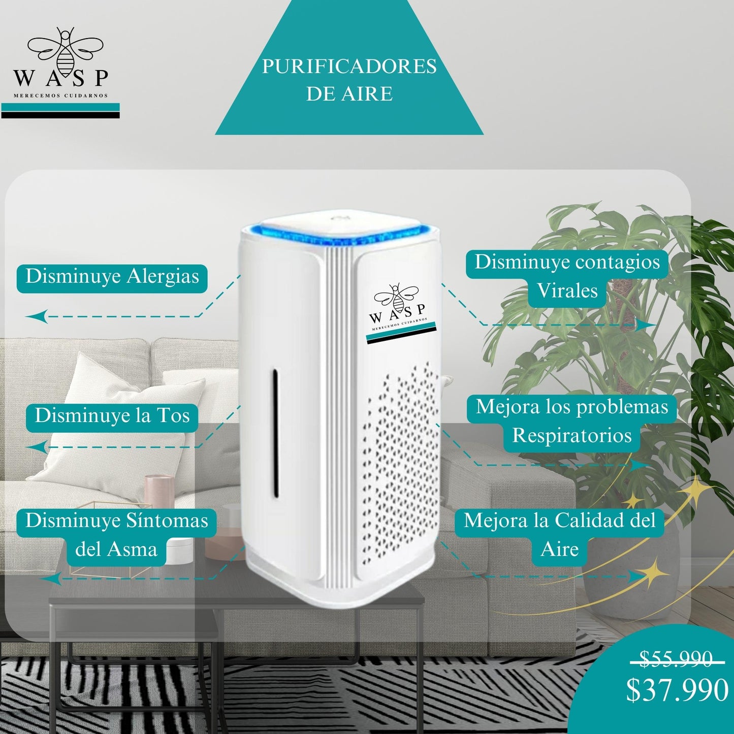 Purificador De Aire Portátil Con Triple Tecnología - MI WASP