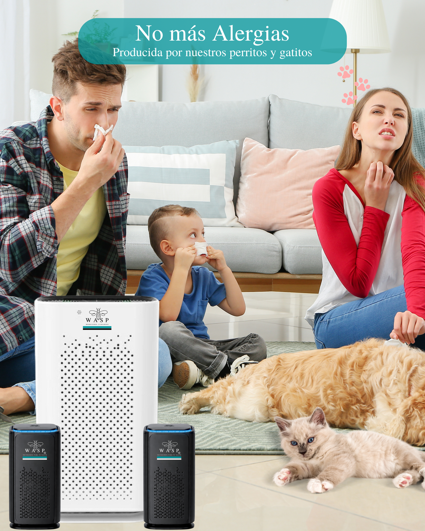 Pack Alérgico: Purificadores Smart Wasp y 2 Portátiles Wasp / Solución Integral